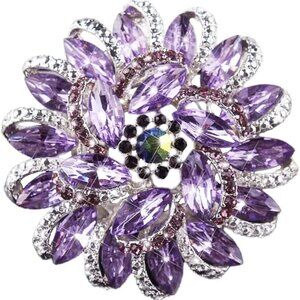 Crystal Diamond Flower Brooch Pin for Women Girls Brides